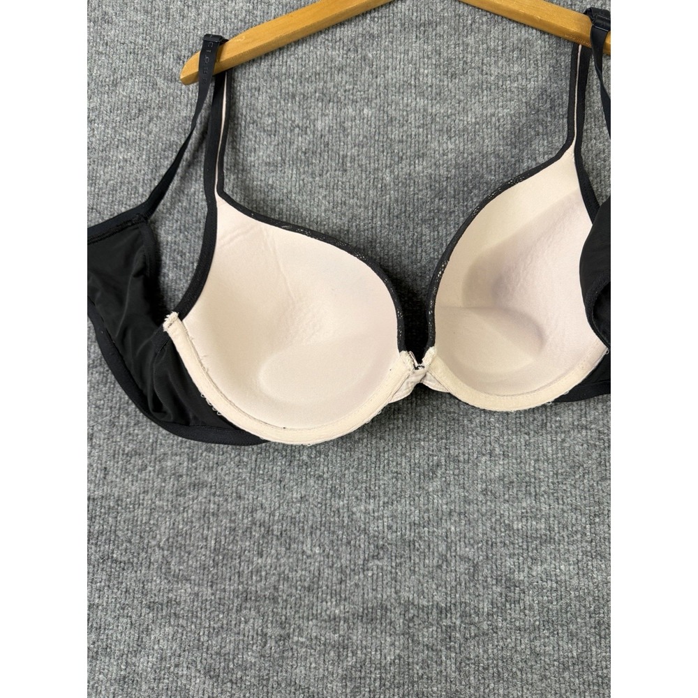 Cacique 42B Black Lace Underwire Bra Lightly Lined Demi Adjustable Straps - Picture 9 of 9